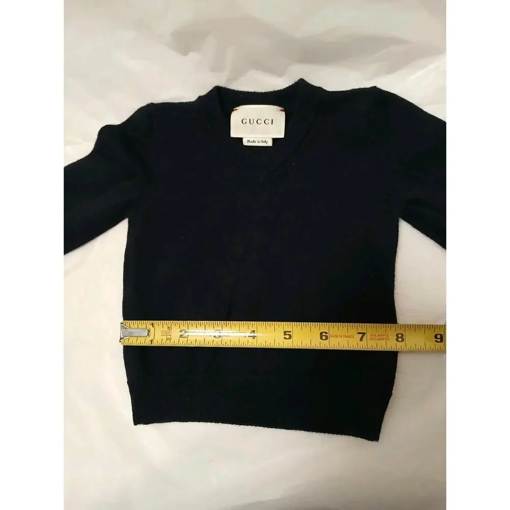 Gucci Sweater Boy Baby 6-9 Month Navy Blue Web Trim Wool Nautical Designer Fancy
